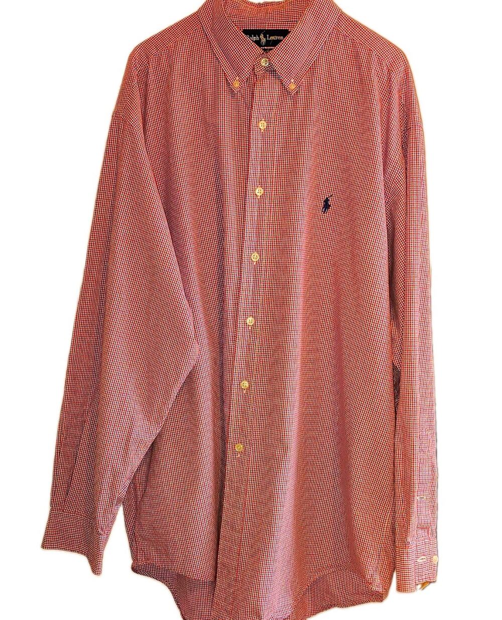 Vintage Ralph Lauren Yarmouth Men's Button Down Shirt Size XL Micro Gingham